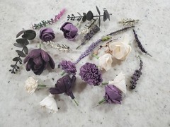 Plum Wedding Cake Flowers Purple Cream Sola Wood Wildflower DIY Topper Decor