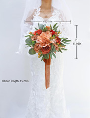 Rustic Burnt Orange Wedding Bouquet – Artificial Terracotta Flowers for Bride