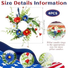 PCS Patriotic American Candle Rings Wreaths Artificialth of July Independence 4