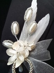 Boutonniere for men Prom Wedding One-of-a-Kind New Ribbon Flowers Bling