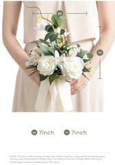 Artificial Flowers White Bridesmaid Bouquet Set of 4, White & Sage Wedding Flowe
