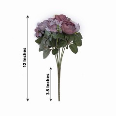 PURPLE 2 Bouquets 12″ SILK FLOWERS Assorted Artificial Floral Bushes Party