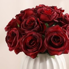 Artificial Flowers Silk Roses Real Touch Bridal Wedding Bouquet for Home Garden