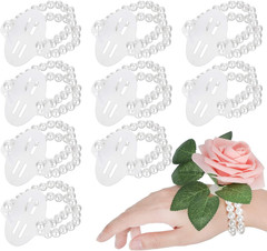 24 Pieces Corsage Wristlet Elastic Pearl Wrist Bands Wedding Wrist DIY Faux Flow