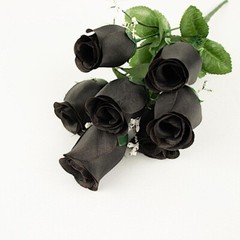 84 Black SILK ROSE BUDS Wedding Party Flowers Bouquets Decorations on SALE