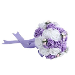 Romantic Artificial Wedding Bouquet For Bridal Holding – Purple Popular