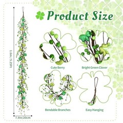 St. Patrick’s Day Garland Decorations – 5.5Ft Shamrock Rag Garland with NU24018
