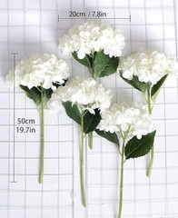 5PCS 15.4In Artificial Hydrangea Silk Flowers Bouquet Faux Hydrangea 5pc-white