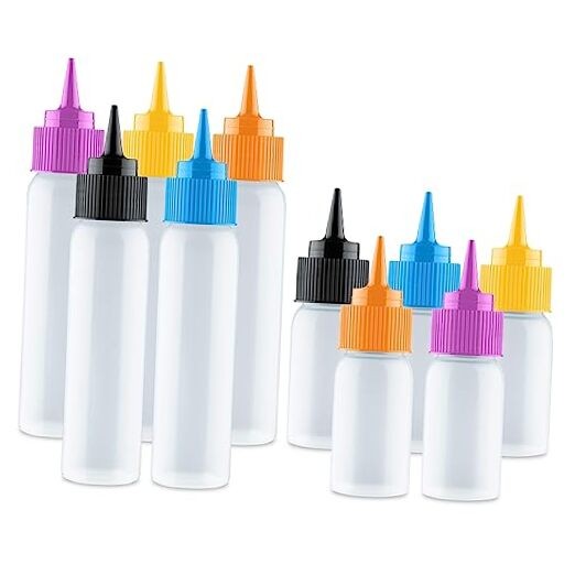 Writer Bottles – Easy Small Squeeze Bottles – 5 Each (1 and 2 Ounce) – 10