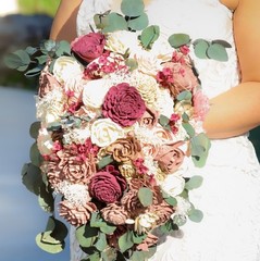 Burgundy and pink sola wood flowers bouquet
