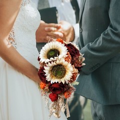 9.8 Inch Vintage Sunflower Wedding Bouquets for Bride Artificial Sunflower an…