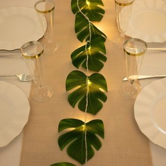 10 ft Green LED Artificial Monstera Leaves Garland String Lights Party Events