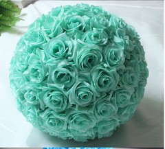 Mint/Aqua Rose Flower Pomander Wedding Kissing Ball 9-10 inches USA Seller