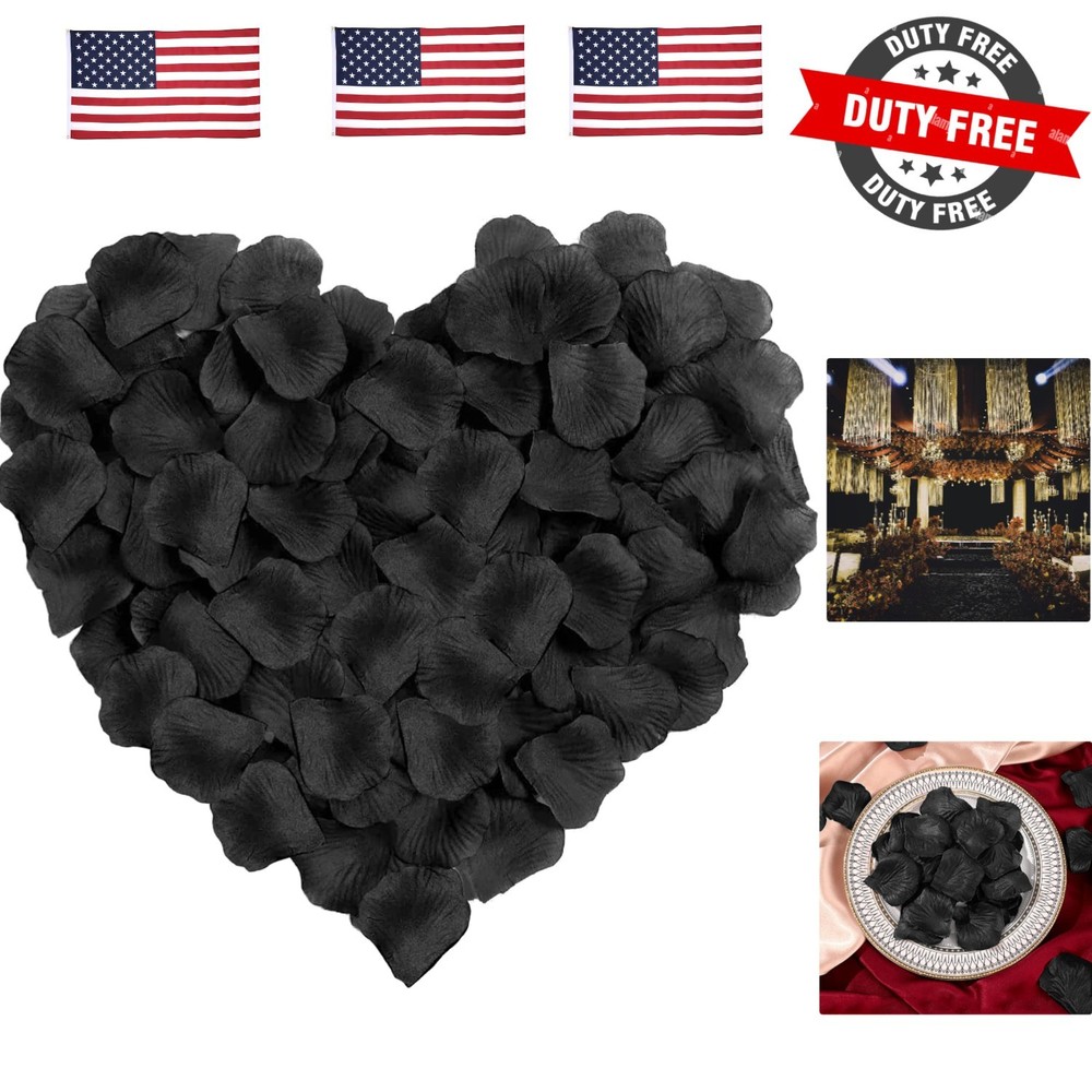 1000 Pcs Artificial Silk Rose Petals Decoration Wedding Party Color Black
