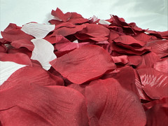 Artificial Mixed Rose Petals Lot Fabric Red, Transparent, White