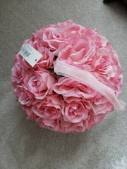 9in Pink Faux Rose Flower Decorative Ball Bedroom Home Hanging Decor.