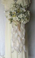 Feather and Flower Gypsy Boho Silk Wedding Bouquet