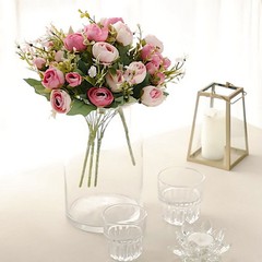 PINK 4 Bouquets 12″ Silk Mini Ranunculus Artificial FLOWERS Party Decorations
