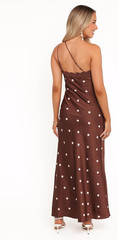 Women’S Anika Maxi Dress Brown Polka Dot