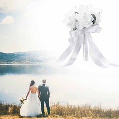Hand Bunch Bridal Holding Flower Artificial Rose Silk Bouquet Bridesmaid Decor