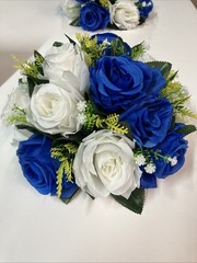 Flower Balls Wedding Rose Centerpiece Royal Blue&white (READ DESCRIPTION) 11”