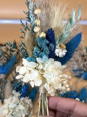 Blue Boho Dried Flower Arrangement Wedding Party Decor Gift White Hydrangea