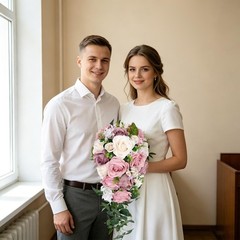 Cascading Bridal Bouquet, Artificial Flowers Rustic Boho Tossing Bouquet