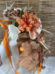 Wedding Bridal Floral Bouquet Real Touch Silk Orange Terracotta Flower 11″