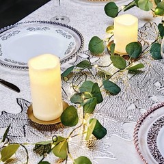 32 feet Green Eucalyptus Leaves LED GARLAND Battery Operated Fairy Lights Party
