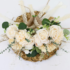 Set of 4 Bridesmaid Bouquets for Wedding, 9 Inch Boho Bridesmaid Flowers for Cer