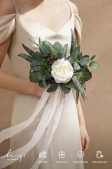 6 Piece Artificial Bridesmaid Bouquets White
