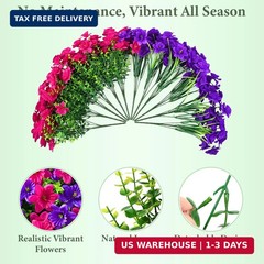 MARTINE MALL Artificial Flowers for Outdoors, 12 Bundles Realistic Fake Outdoor