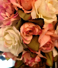 Rose Flower Bouquet Victorian Antique Style Rustic Wood Twig Vase Handcrafted