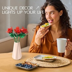 A Creative 126pc Rose Flower Building Set with Light for Unique Home Decor