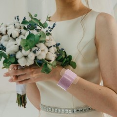 6Pcs Pink Wedding Party Bracelets Slap Style Floral Corsage Wristbands