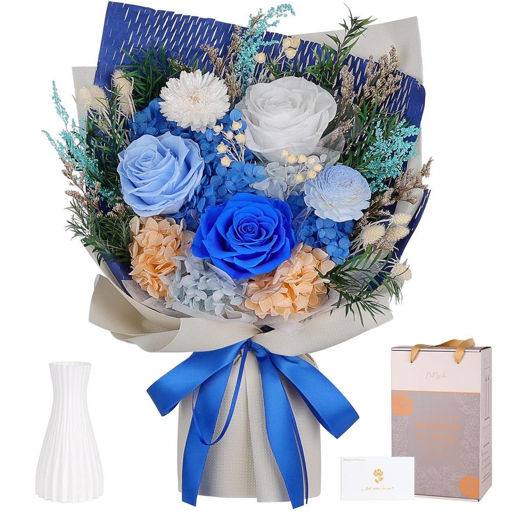 Preserved Flowers Bouquet – Forever for Delivery, Real Eternal Blue