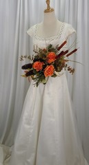 Orange Autumn Rustic Antlered Silk Wedding Bouquet