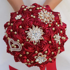 Bridal Wedding Bouquet round Holding Bouquet Throw Toss Artificial Rose Flower B
