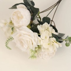 IVORY 2 Bouquets 12″ SILK FLOWERS Assorted Artificial Floral Bushes Party Events