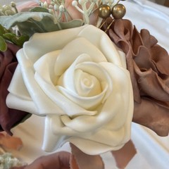 LING’S MOMENTS Bridesmaid Bouquet, Dusty Rose, Gold Accents￼