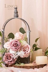 Ling’s Moment 50pcs Dusty Rose Artificial Roses Flowers with Stem for DIY
