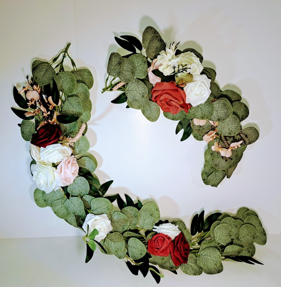 Wedding Arch Artificial Flowers Kit (Pack of 2)- Burgandy Blush White Roses