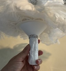 Custom Made White Feather Rhinestone Bridal Bouquet