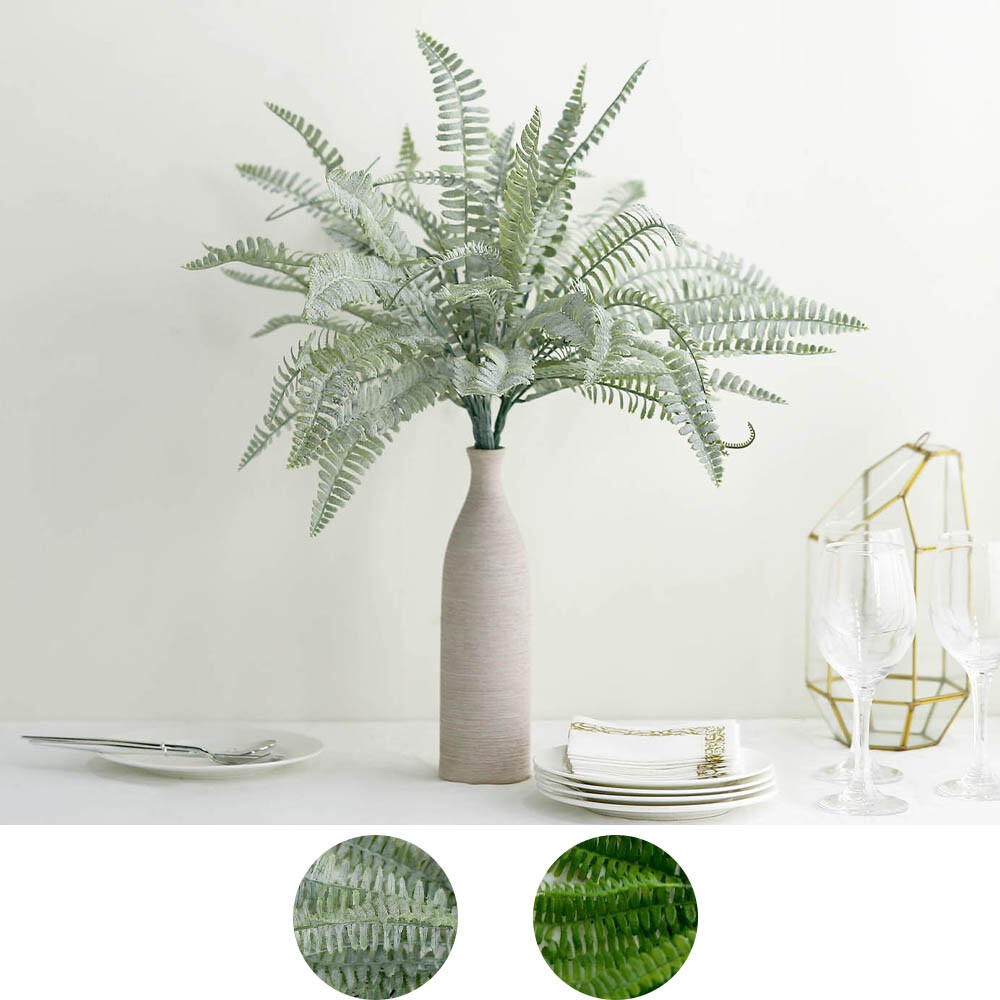 2 Boston Fern 18″ Faux Artificial Leaves Greenery Stems Party Events Decorations