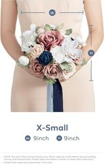 Ling’s Moment 9″ Wedding Dusty Rose/ Navy Bouquet for Bride, Bridesmaid’s Bouque