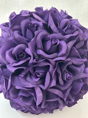 Artificial Flower Kissing Ball Purple Silk Rose Pomander for Wedding 1 Piece