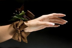 5 Corsage wristlets w bow,hard-to-find Chocolate Brown Shimmer BowChic snap-band