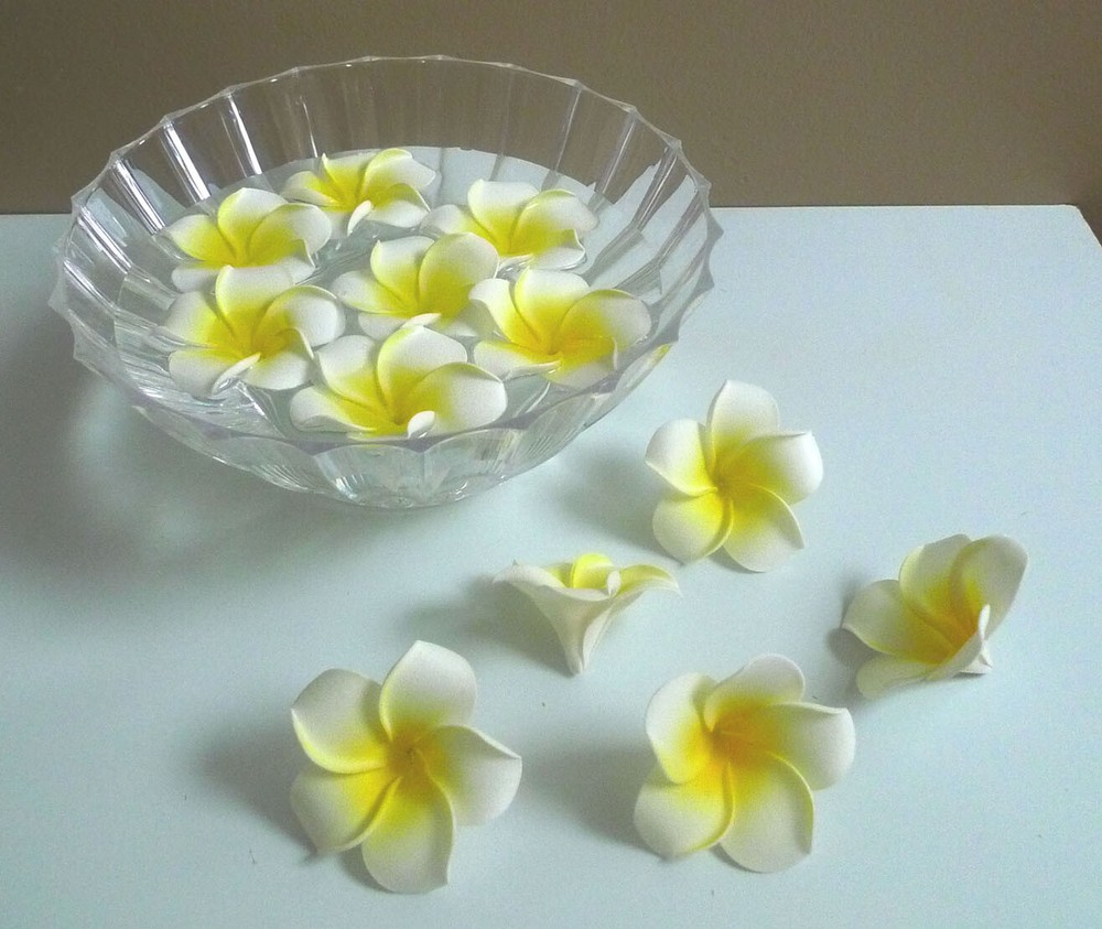 50 Pcs Artificial Flower Foam Yellow Plumeria Heads Home Party Decoration
