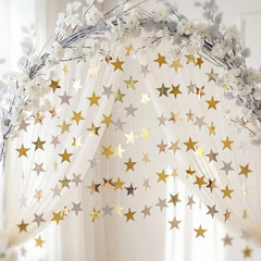 130 Feet Glitter Star Garland Banner 2026 Party Decoration Double Side Star Hang