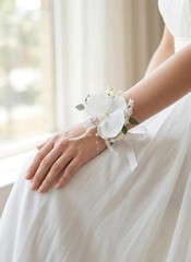 White Floral Boutonniere and Wrist Corsage Kit – Perfect for Formal Events